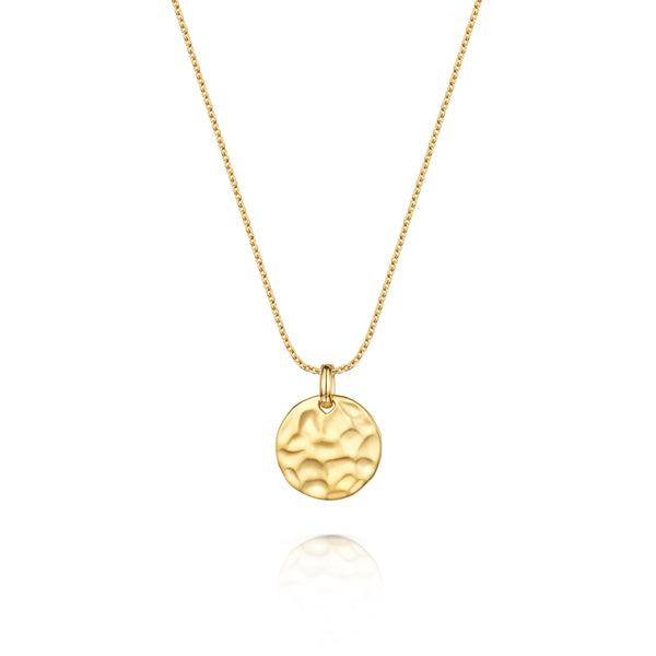 Ava Hammered Disc Necklace 18ct Gold Vermeil