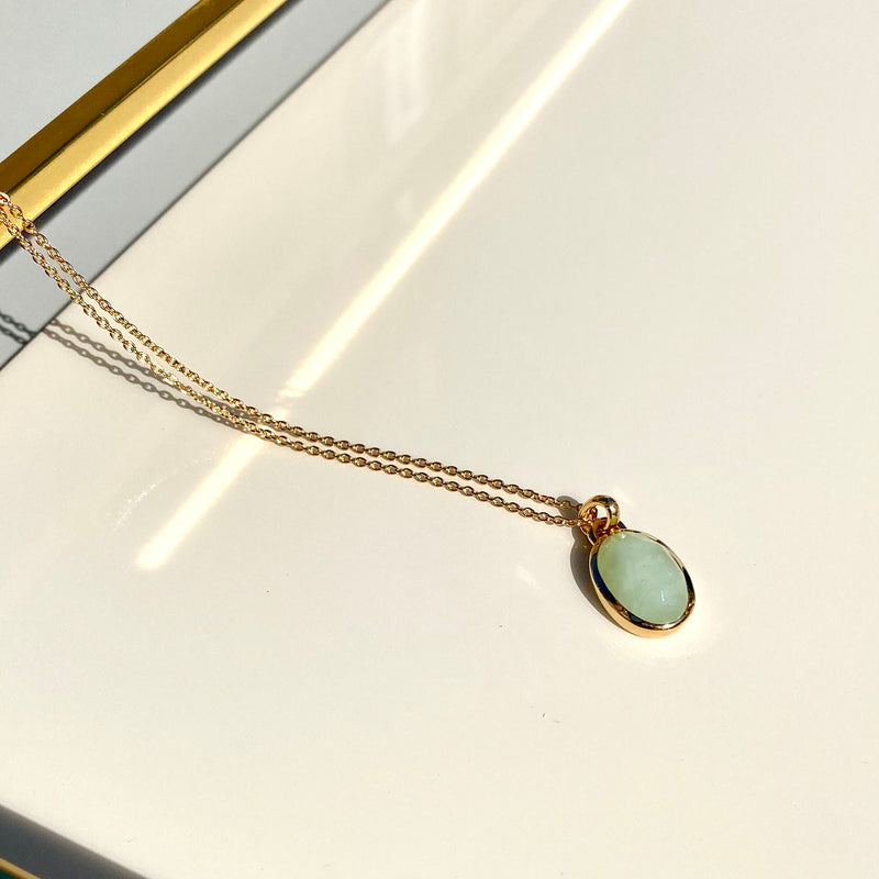 Green Onyx Gemstone Necklace 18ct Gold Vermeil