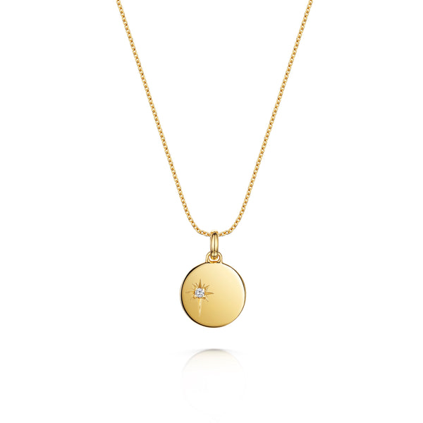 Engravable 14K Gold Disc Charm Necklace | Eve's Addiction