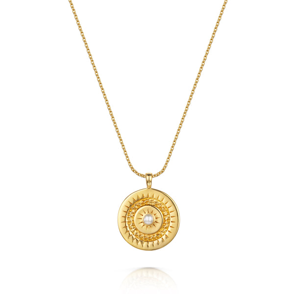 Grace Circle Pearl Necklace 18ct Gold Vermeil