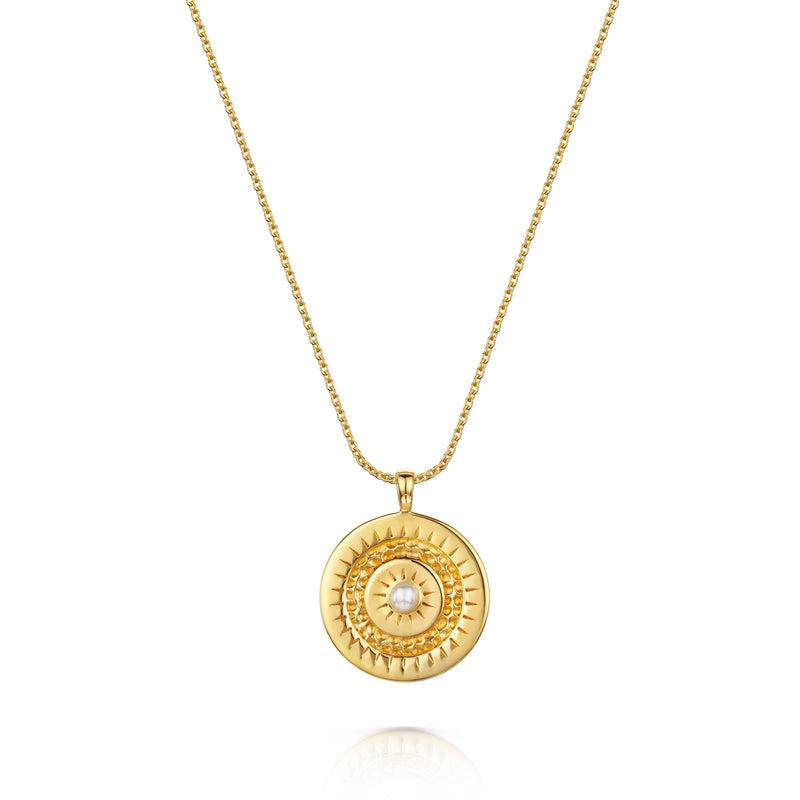 Grace Circle Pearl Necklace 18ct Gold Vermeil