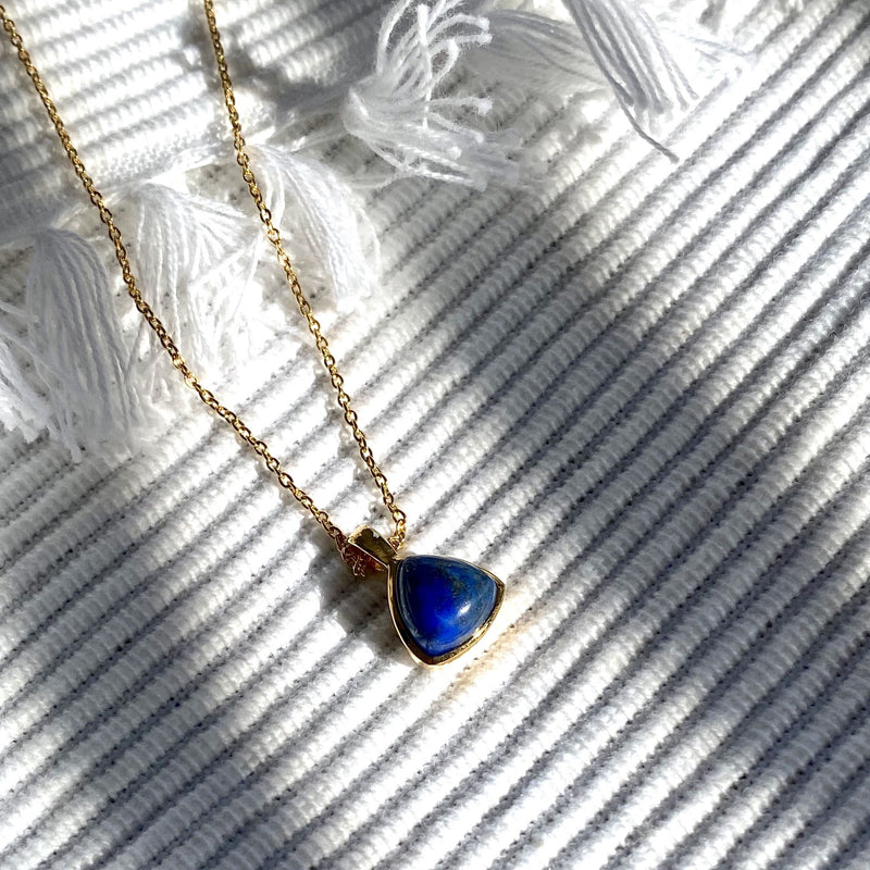 Rough Chunk of Lapis Lazuli suspended on Oxidised Silver Chain Necklac -  Snow Jewels