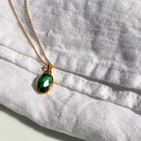 Malachite Gemstone Necklace 18ct Gold Vermeil